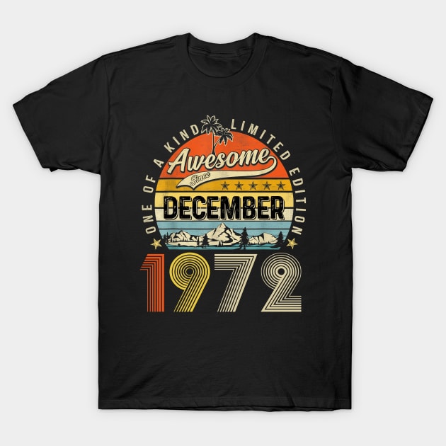 Awesome Since December 1972 Vintage 51st Birthday T-Shirt by Red and Black Floral